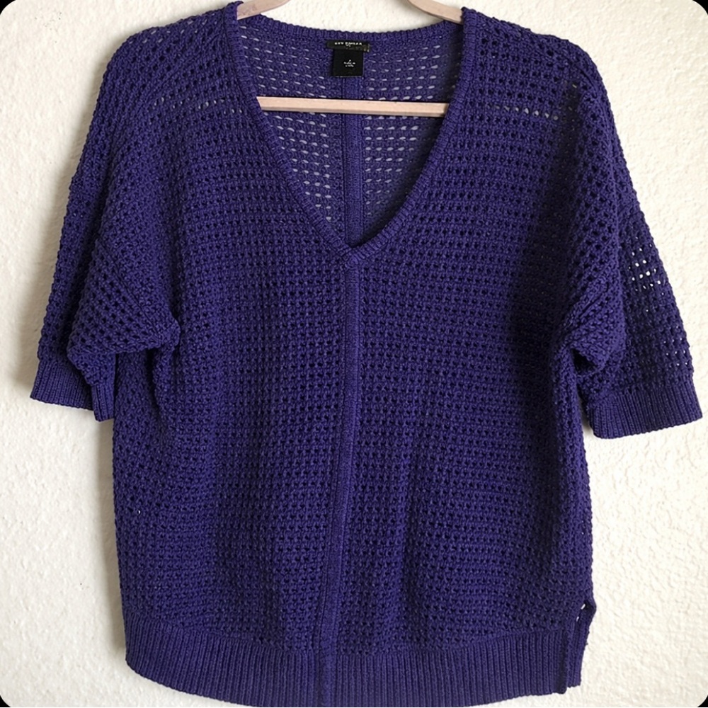 Deep Blue  V-Neck Knit Sweater - Ann Taylor